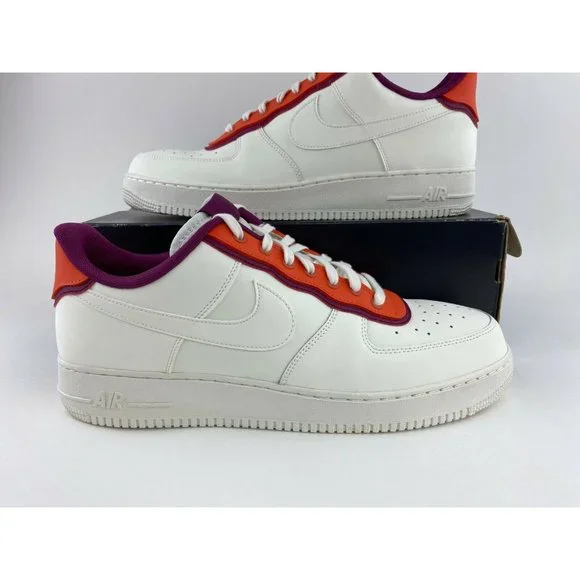Nike Air Force 1 Low 07 LV8 Orange Berry Men's Size 12.5 Shoes White - Picture 3 of 11